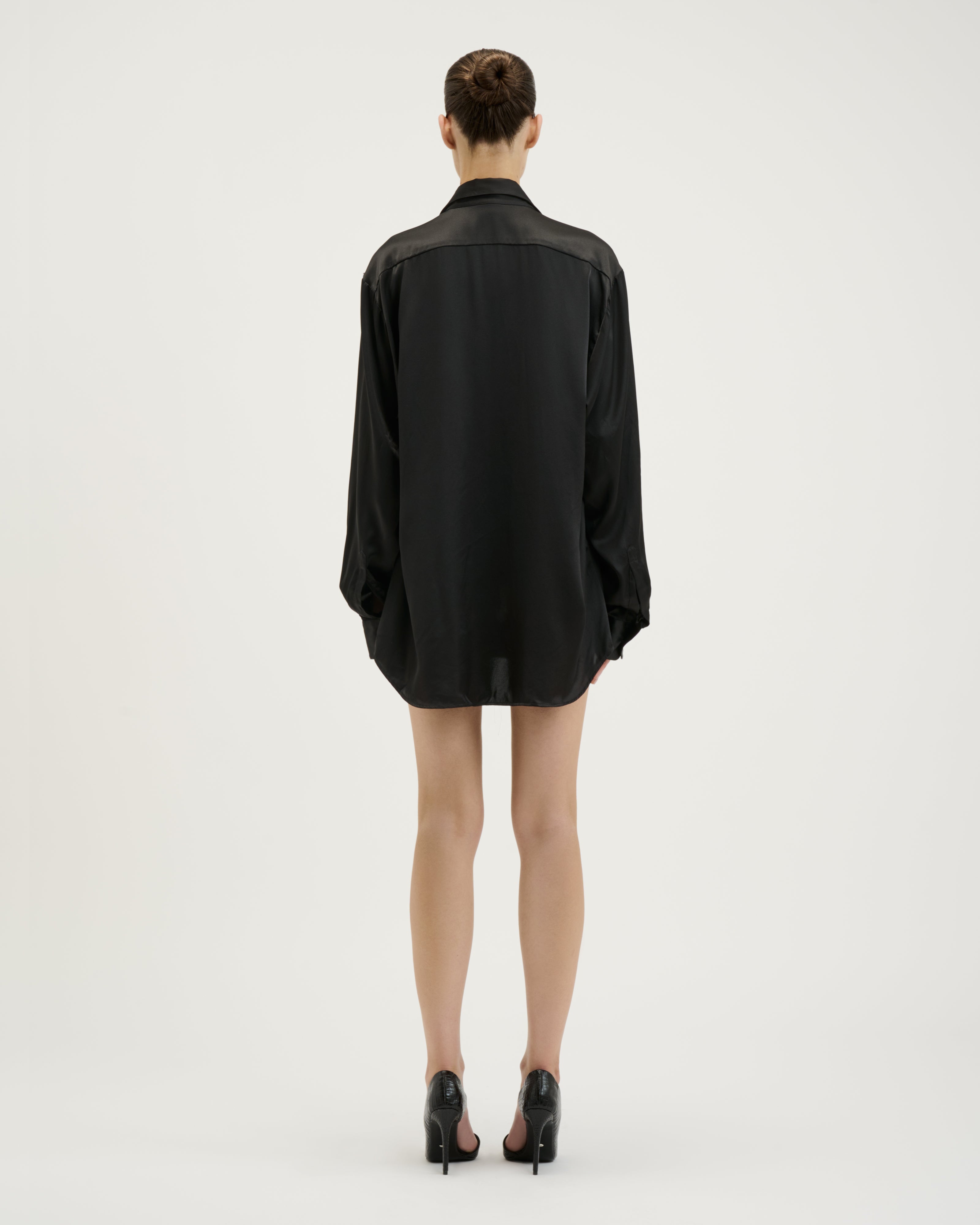 Silk Shirt Dress / Black