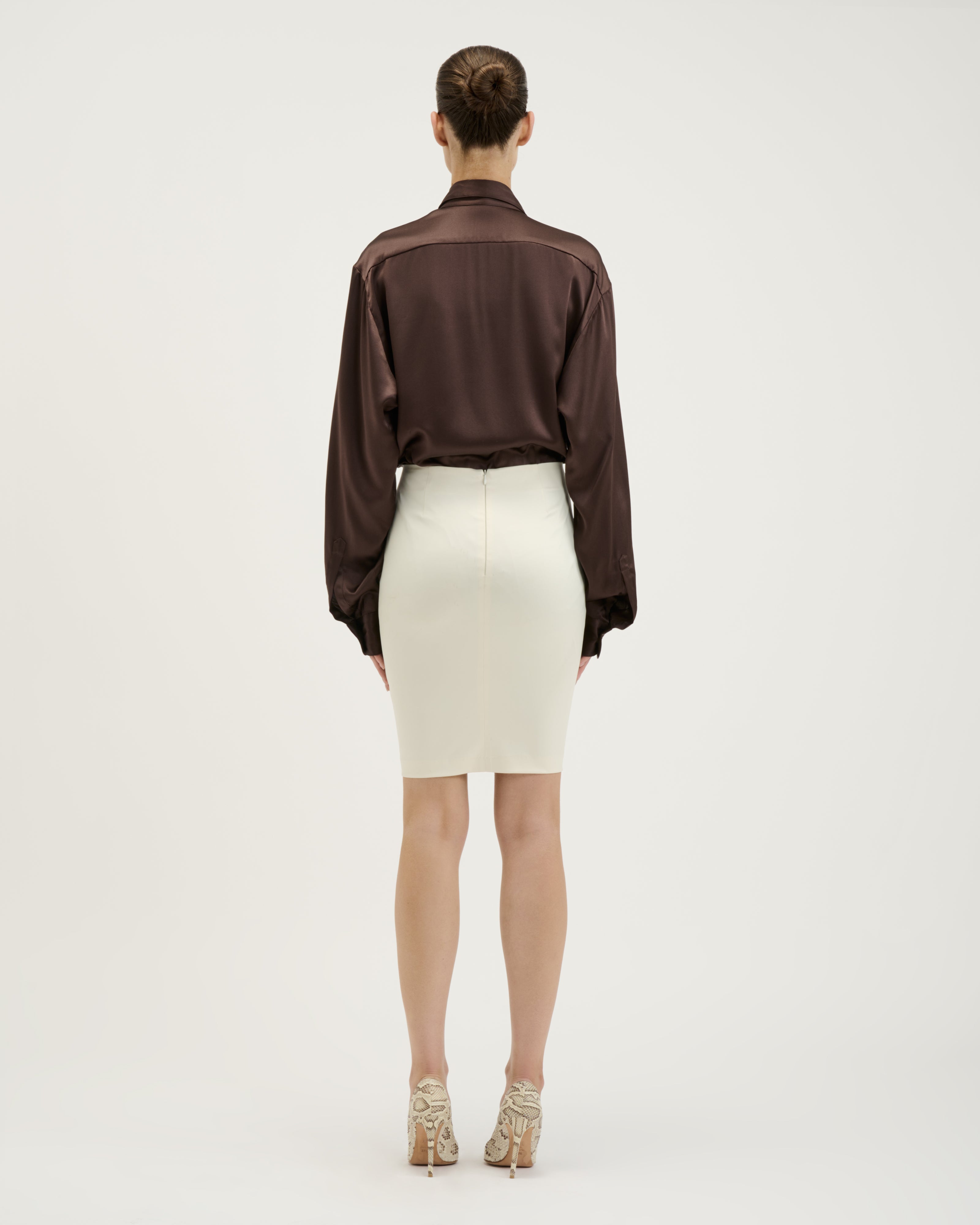 Satin Pencil Skirt / Ivory