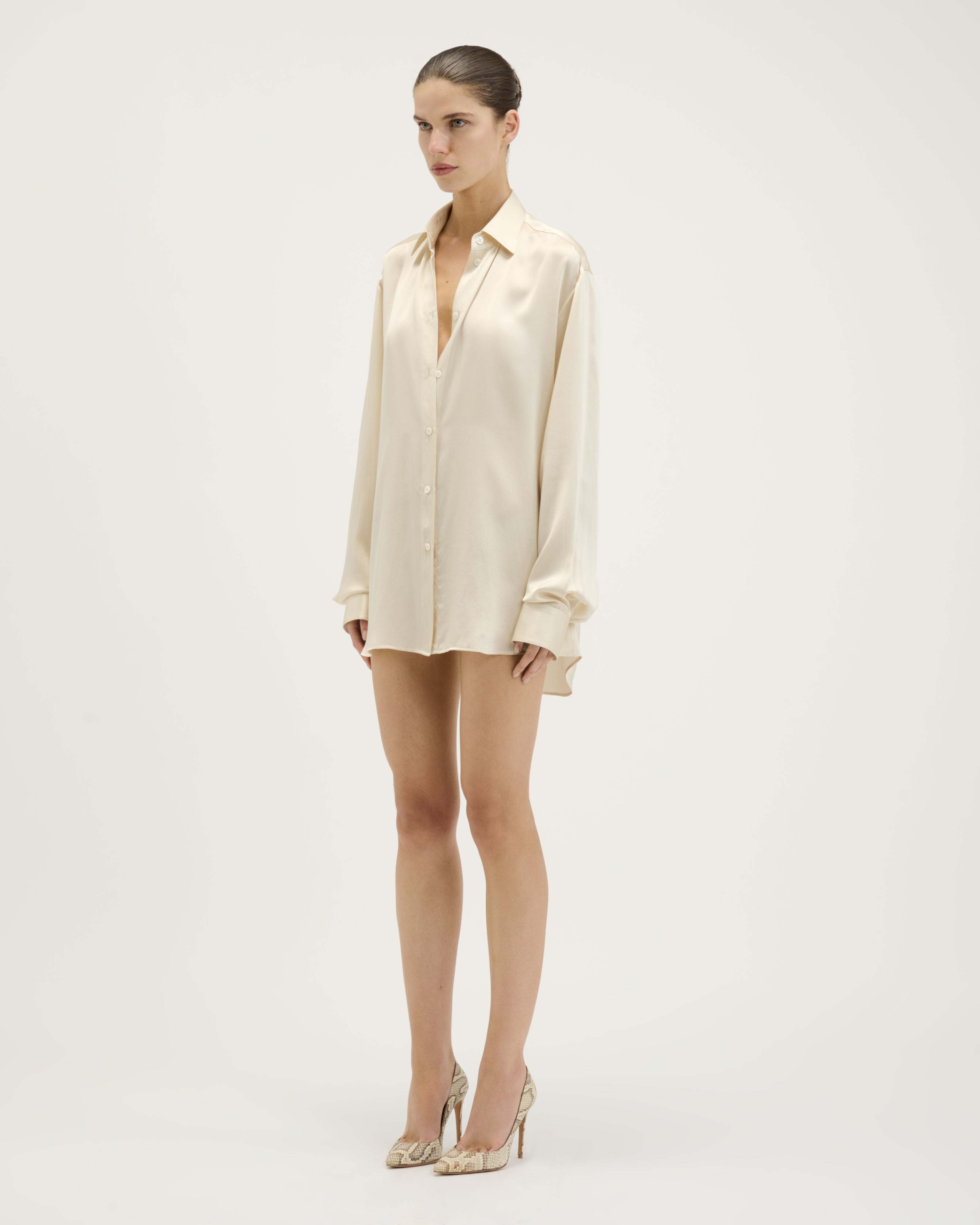 Silk Shirt Dress / Ivory