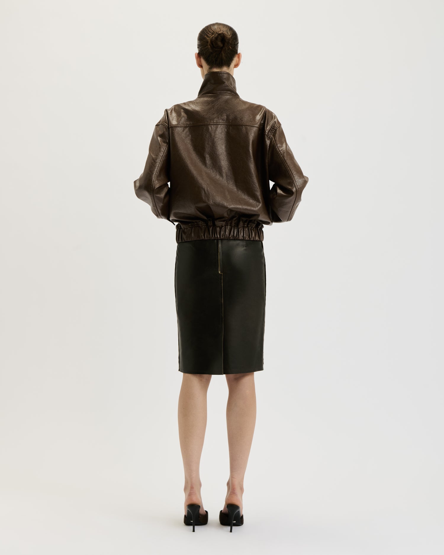 Leather Pencil Skirt / Brushed Brown