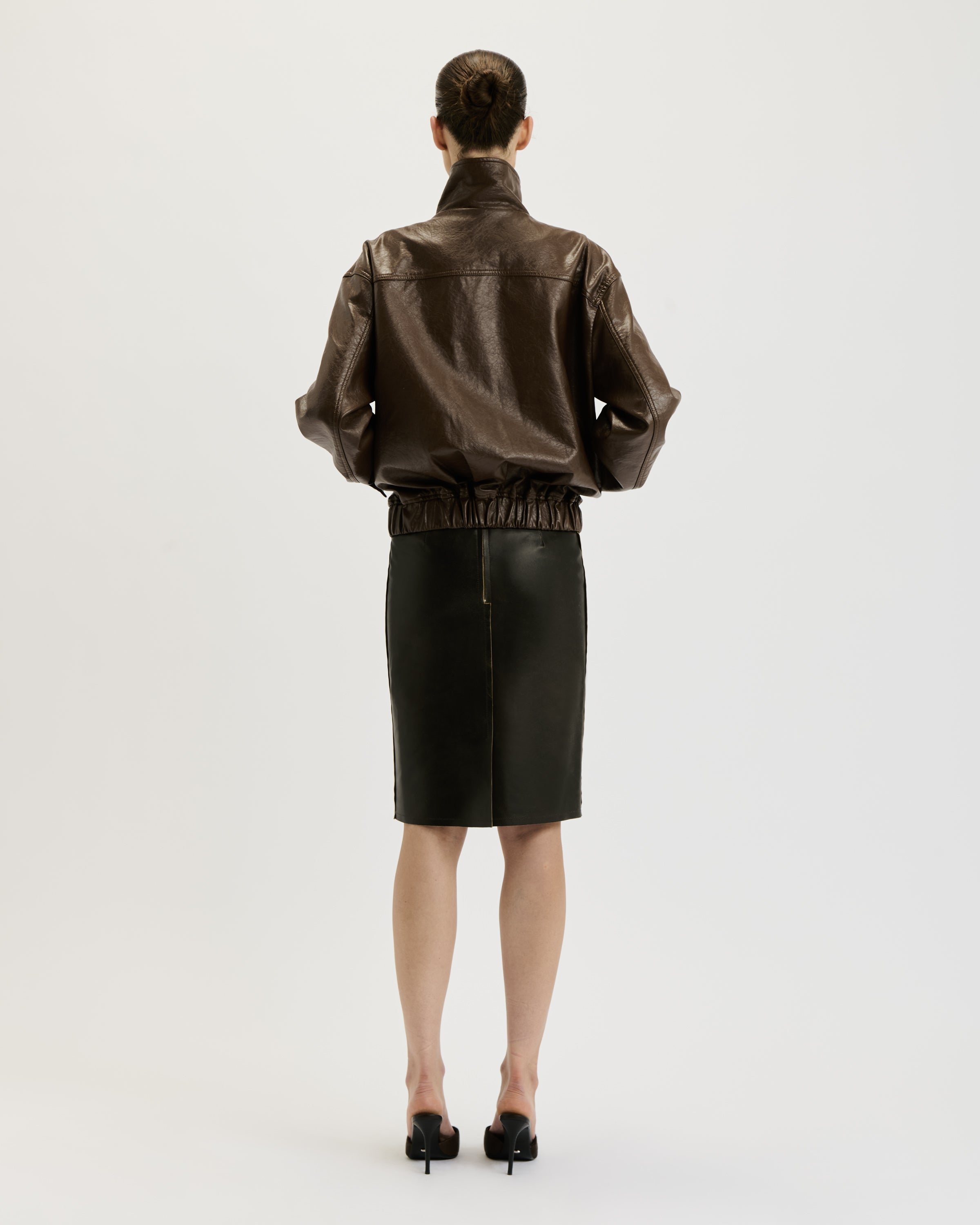 Leather Pencil Skirt / Brushed Brown