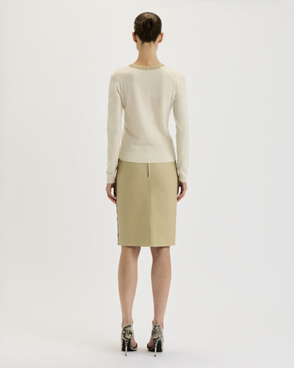 Leather Pencil Skirt / Cream