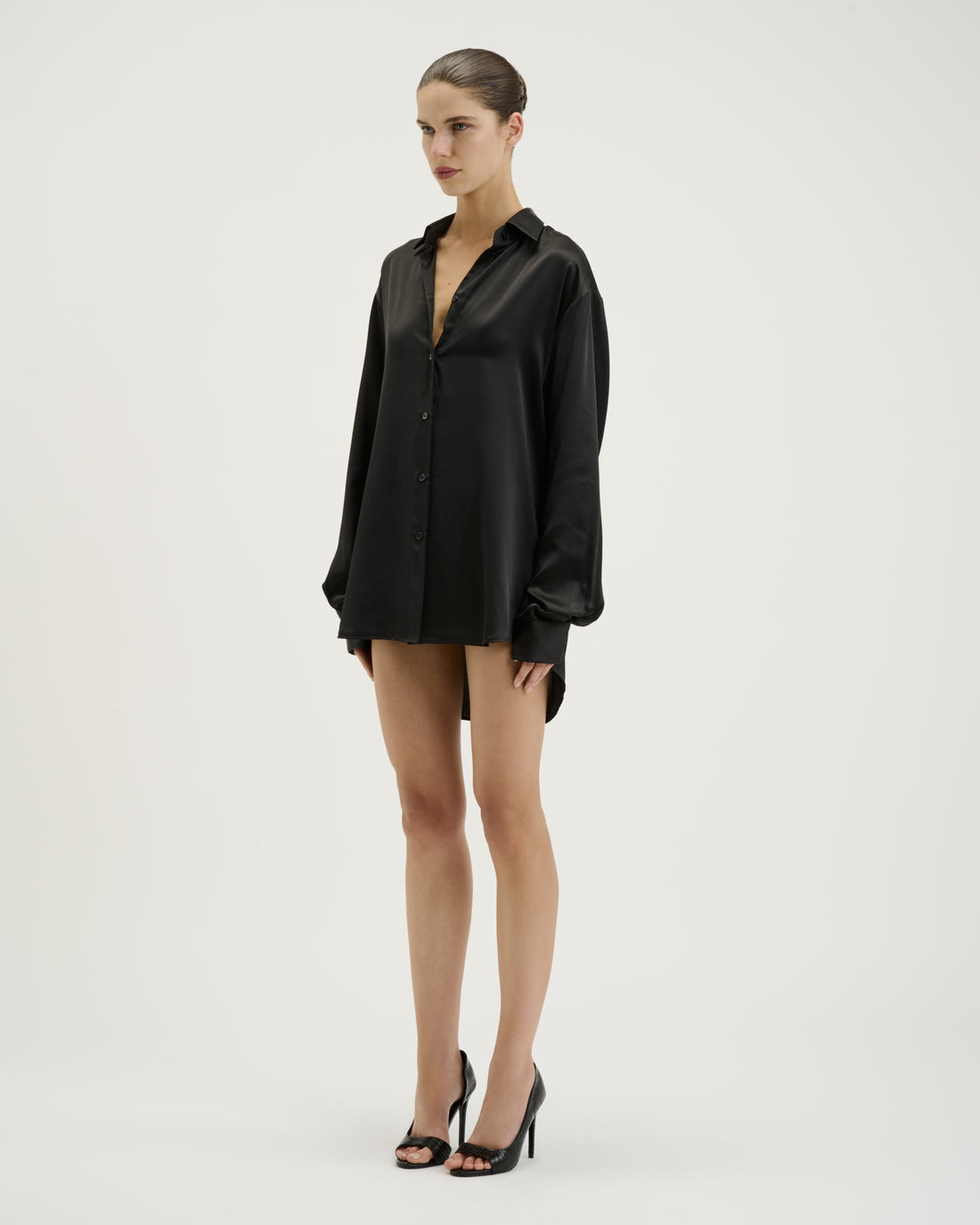 Silk Shirt Dress / Black