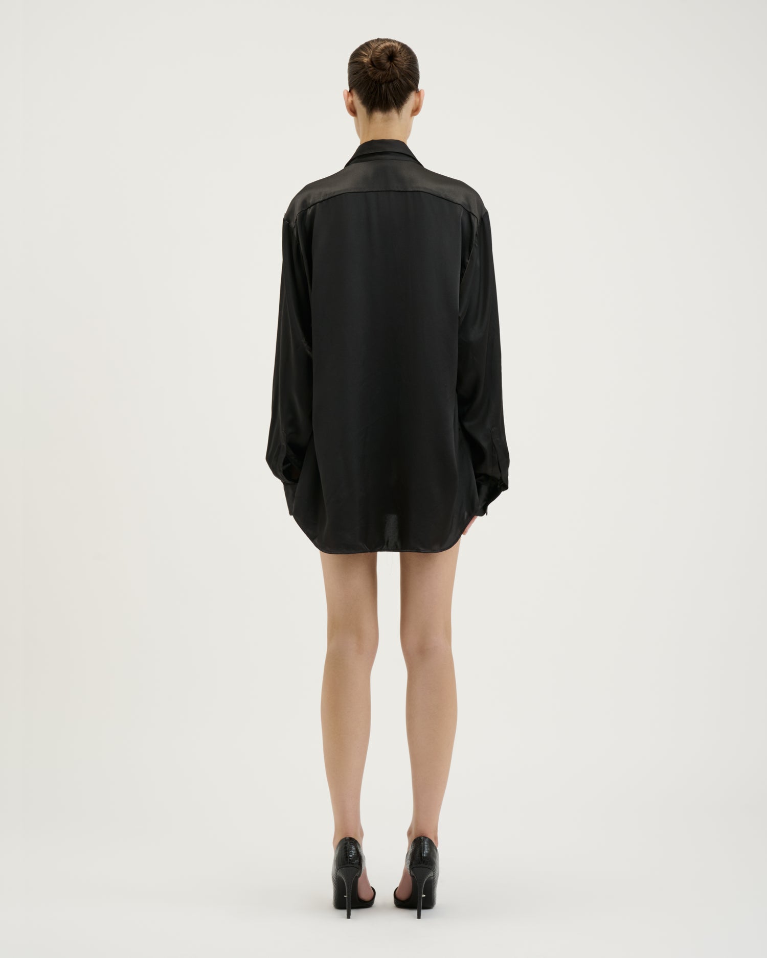 Silk Shirt Dress / Black