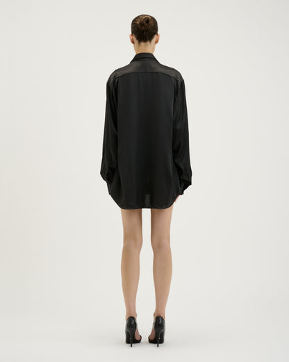 Silk Shirt Dress / Black