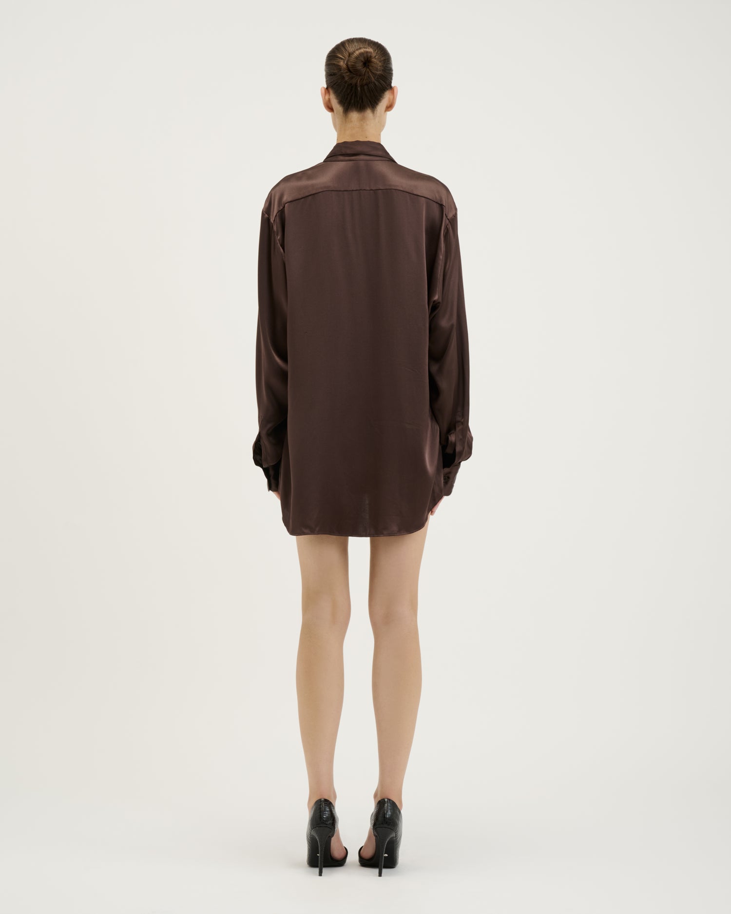Silk Shirt Dress / Brown