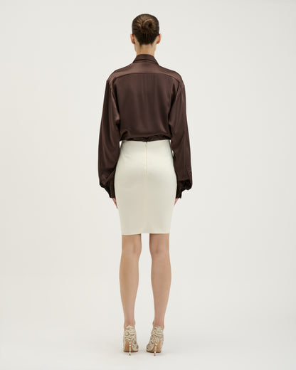 Satin Pencil Skirt / Ivory