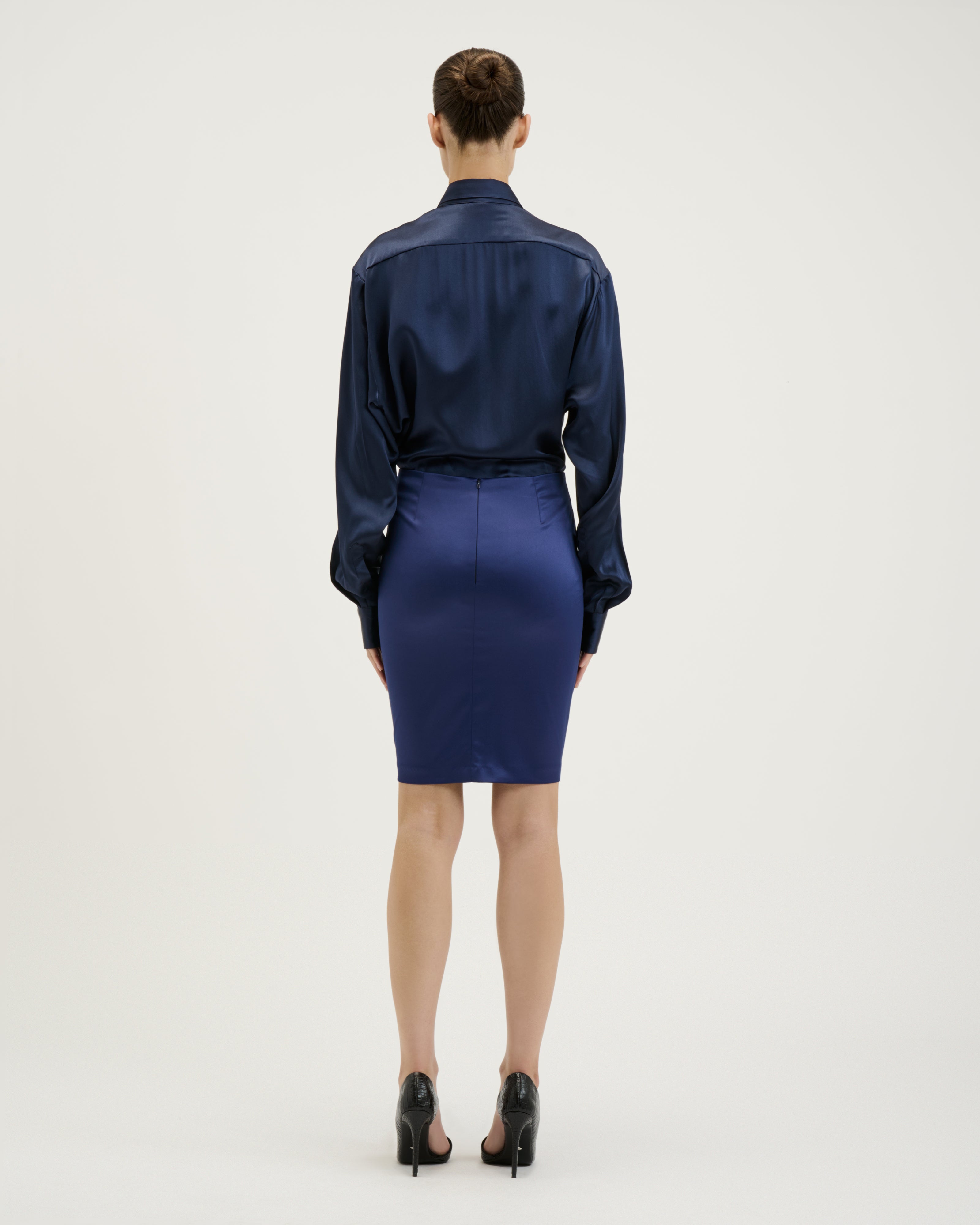 Silk Shirt Dress / Navy