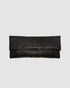Black Luxury Python Snakeskin Leather Clutch Evening Bag