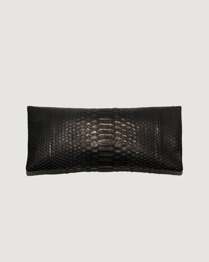 Black Luxury Python Snakeskin Leather Clutch Evening Bag