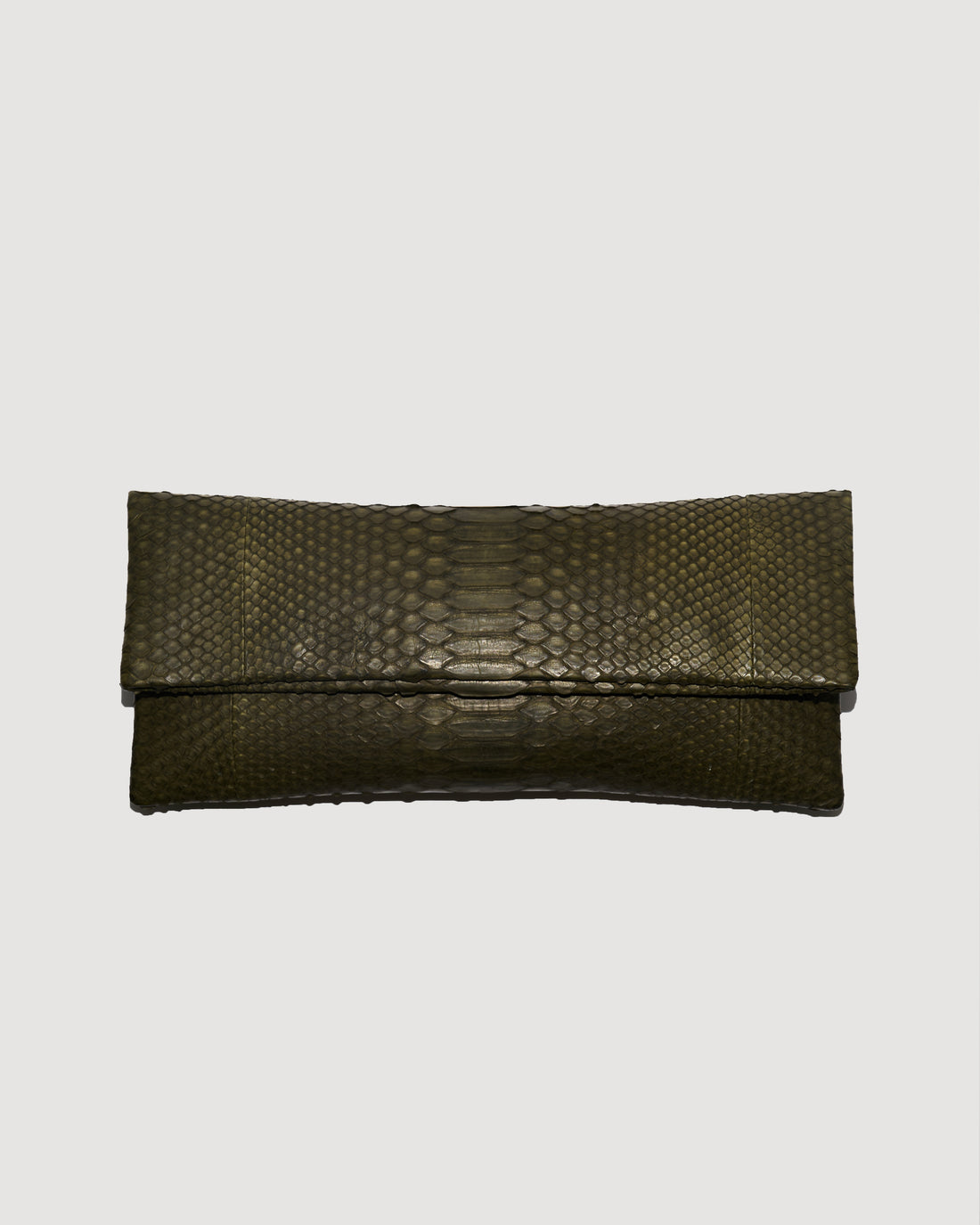 Khaki Luxury Python Snakeskin Leather Clutch Evening Bag