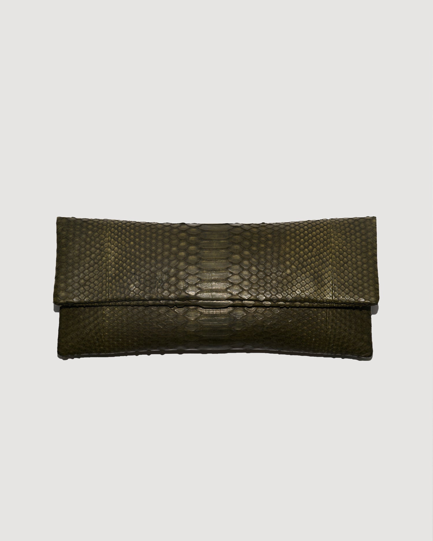 Khaki Luxury Python Snakeskin Leather Clutch Evening Bag