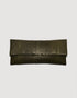 Khaki Luxury Python Snakeskin Leather Clutch Evening Bag