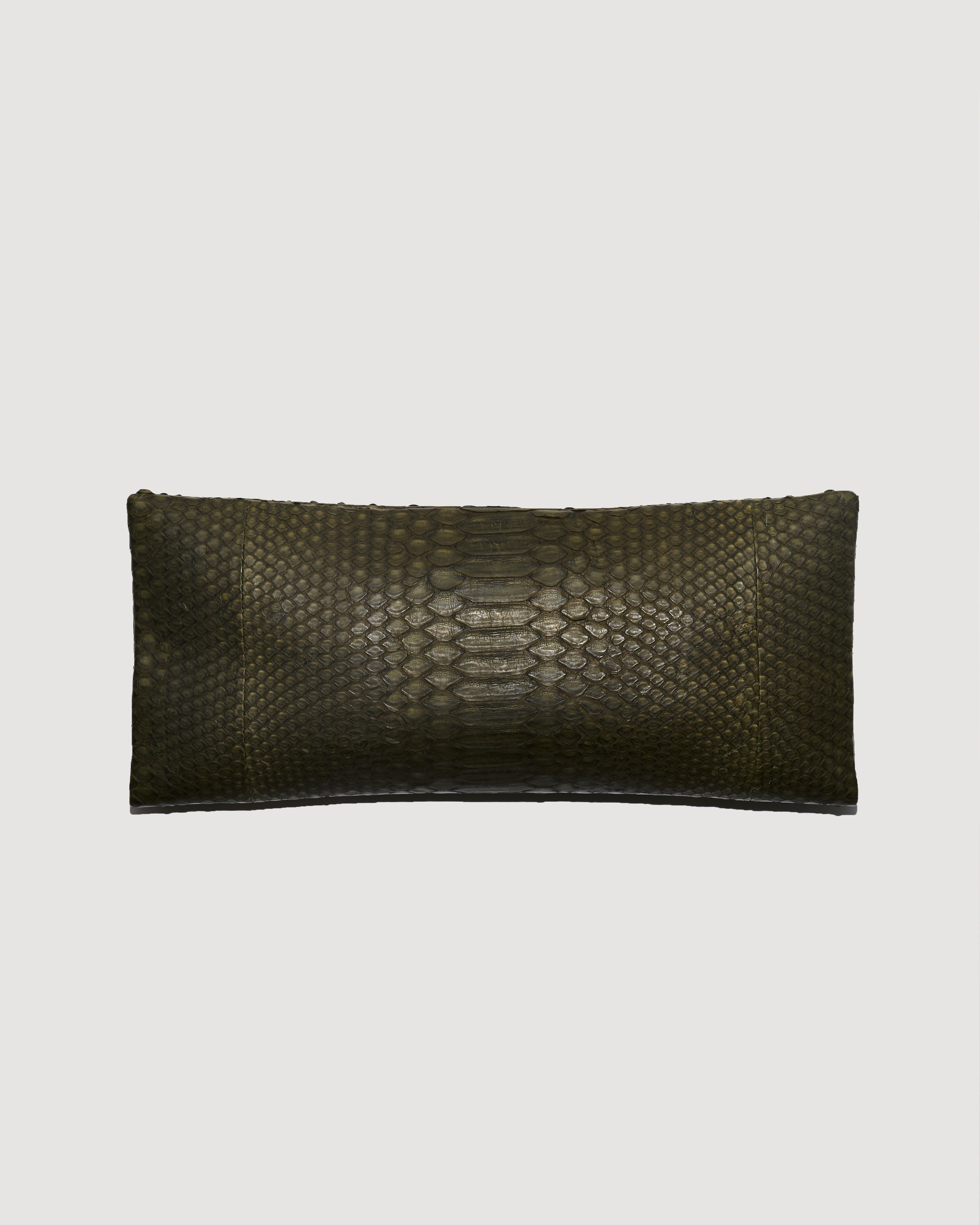 Khaki Luxury Python Snakeskin Leather Clutch Evening Bag