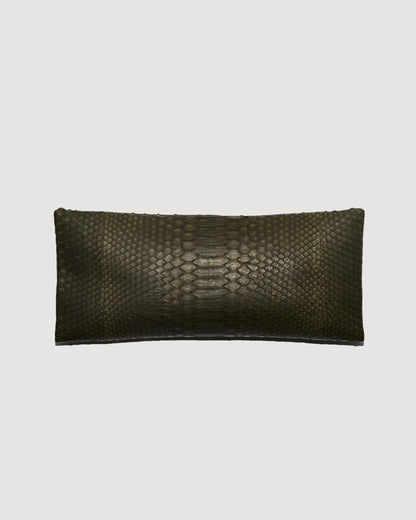 Khaki Luxury Python Snakeskin Leather Clutch Evening Bag